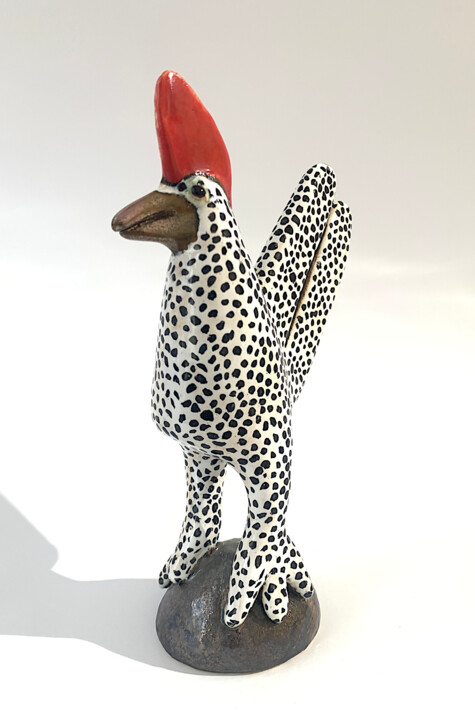 Sculpture titled "White Chicken" by Viktor Zuk, Original Artwork, Ceramics