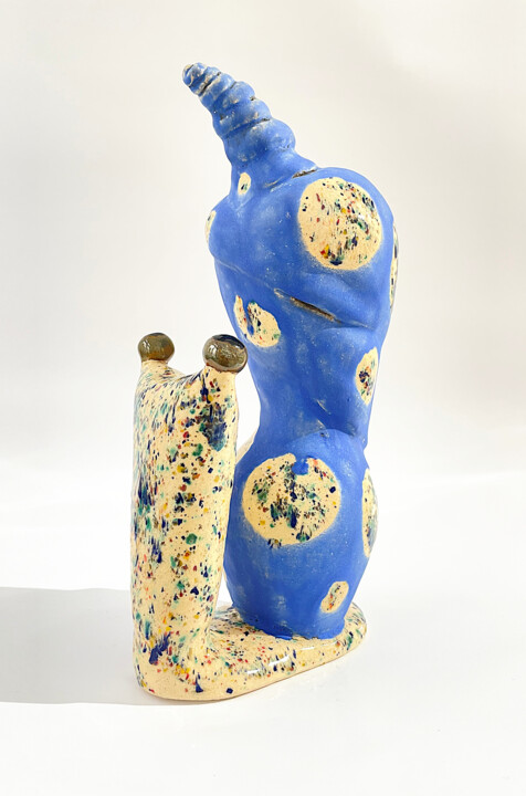 Sculpture titled "Funny Snail" by Viktor Zuk, Original Artwork, Ceramics