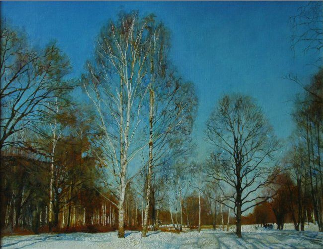 Painting titled "Зимний день в Старо…" by Viktor Egorov, Original Artwork