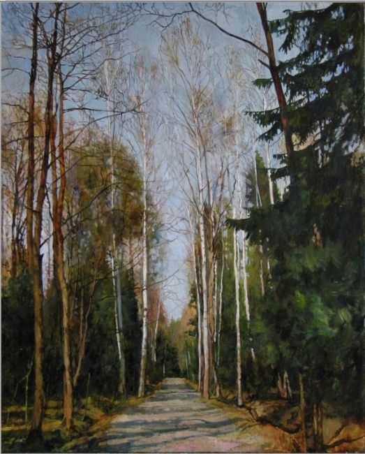 Painting titled "Аллея в Сергиевке." by Viktor Egorov, Original Artwork