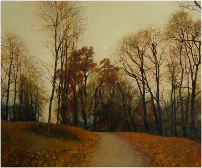 Painting titled "Осень в парке" by Viktor Egorov, Original Artwork