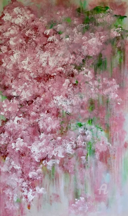 Картина под названием "blossoming-gift" - Viktoria Ganhao, Подлинное произведение искусства, Акрил