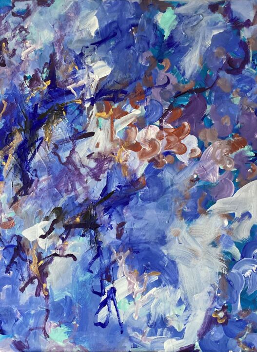 Painting titled "Untitled. Blue. 322" by Viktoria Ganhao, Original Artwork, Acrylic