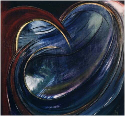 Malerei mit dem Titel "Herzform" von Viktoria Anne Scheliga, Original-Kunstwerk, Acryl