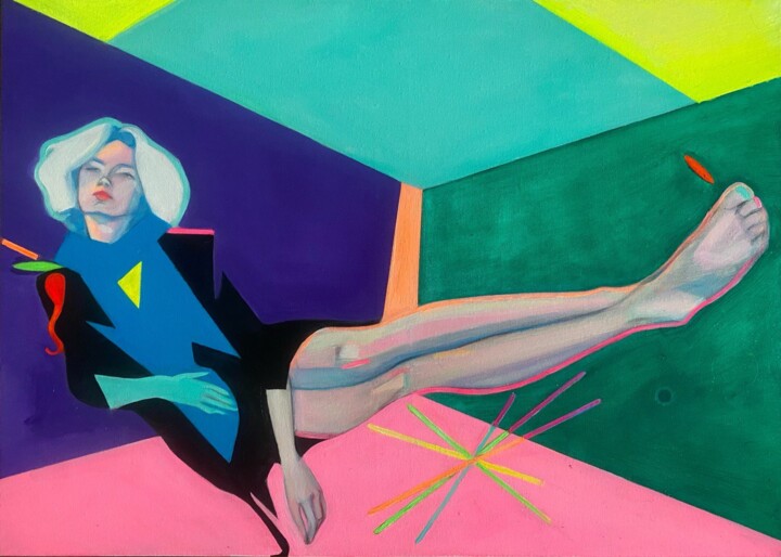 Картина под названием ""Скачок в квантовом…" - Виктория Шершнева, Подлинное произведение искусства, Масло