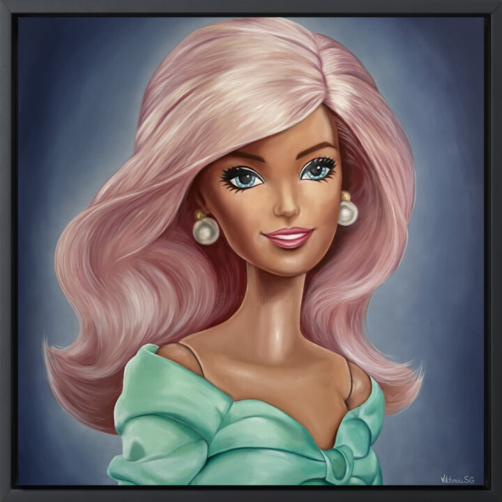 绘画 标题为“Barbie V” 由Viktoria Sg, 原创艺术品, 油 安装在木质担架架上