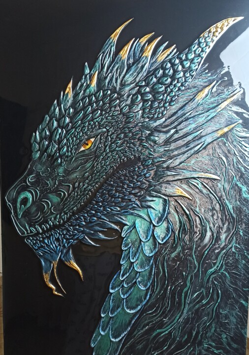 Картина под названием "Дракон" - Виктория Врублевская, Подлинное произведение искусства, Акрил