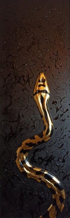 Painting titled "Золотая змея" by Viktoria Vrublevskaa, Original Artwork, Acrylic