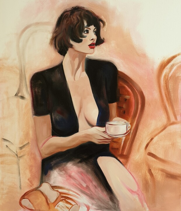 Pintura titulada "Пойти пить кофе и в…" por Viktoriia Burdeiko, Obra de arte original, Oleo Montado en Otro panel rígido
