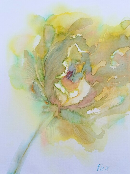 Malarstwo zatytułowany „Flower” autorstwa Viktoriia Lebedynska, Oryginalna praca, Akwarela