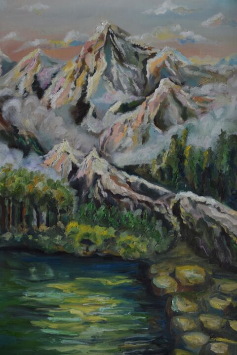Peinture intitulée "Mountains of fantasy" par Viktoriia Sakharova, Œuvre d'art originale, Huile