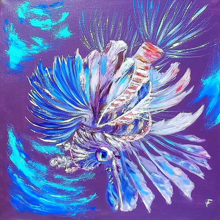 Картина под названием "Lionefish Bright Co…" - Viktoriya Filipchenko, Подлинное произведение искусства, Масло Установлен на…