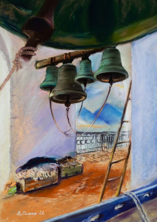 Pintura intitulada "Russian bells" por Viktoriia Gaman, Obras de arte originais, Pastel