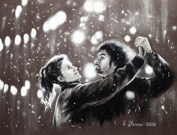 Pittura intitolato "Lovers in tango. Pa…" da Viktoriia Gaman, Opera d'arte originale, Pastello
