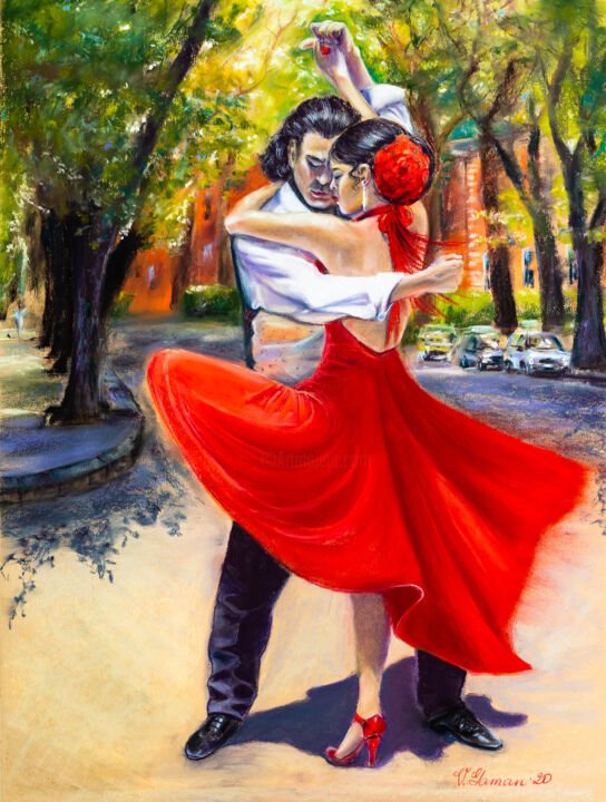 Peinture intitulée "Passion dance. Arge…" par Viktoriia Gaman, Œuvre d'art originale, Pastel
