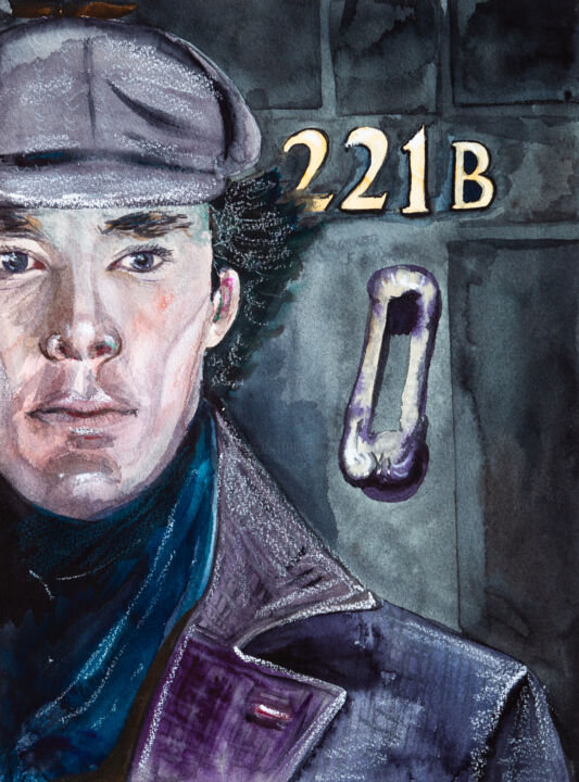 Painting titled "Sherlock. Benedict…" by Viktoriia Gaman, Original Artwork, Watercolor