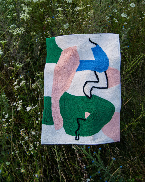 Textielkunst getiteld "Green Pants. Abstra…" door Viktoriya Shpetna, Origineel Kunstwerk, Borduurwerk