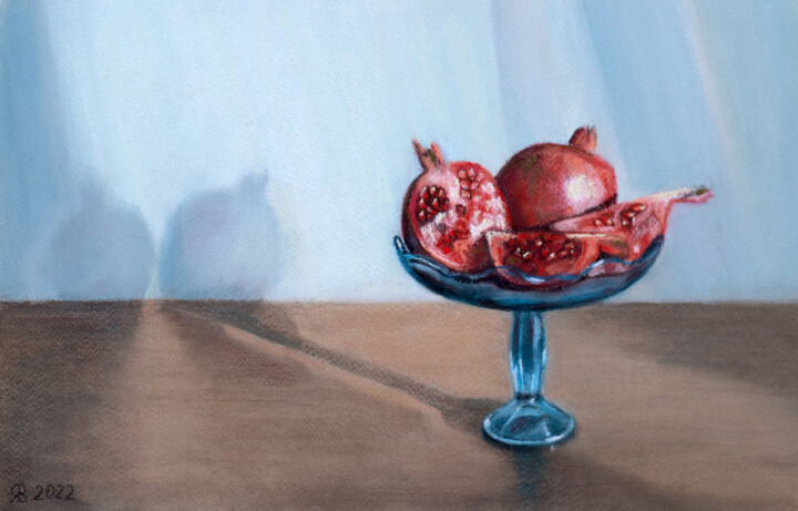Malarstwo zatytułowany „Pomegranates Still…” autorstwa Viktoriya Yakubouskaya, Oryginalna praca, Pastel
