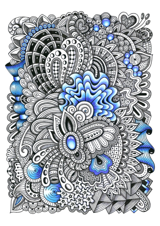 Drawing titled "Winter Zenart 3_ Мo…" by Viktoriya Crichton, Original Artwork, Gel pen