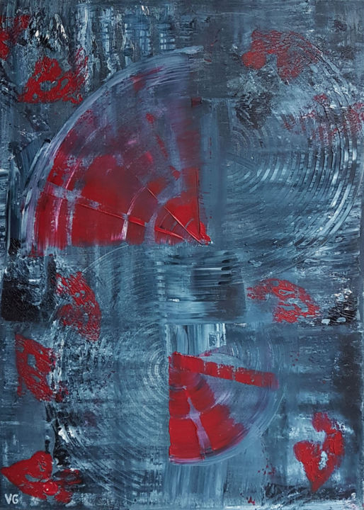 Pittura intitolato "Indigo red" da Viktoriya Gorokhova, Opera d'arte originale, Olio