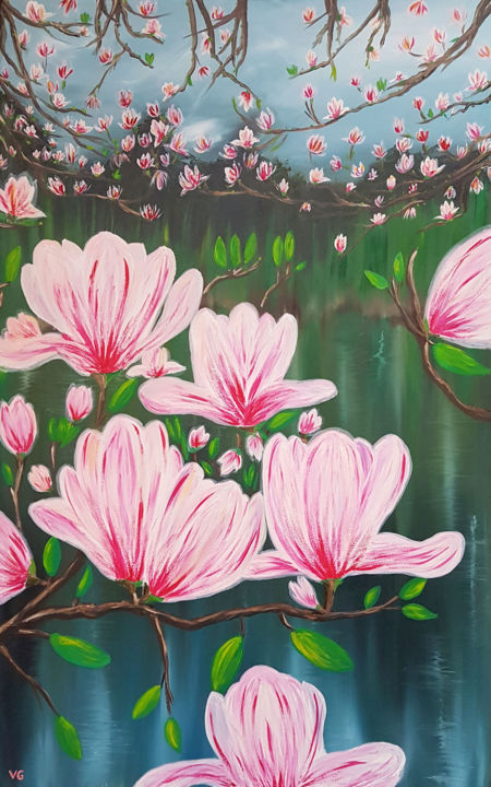 Pittura intitolato "Beauty of the bloom" da Viktoriya Gorokhova, Opera d'arte originale, Olio