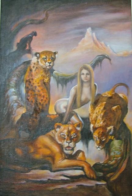 Malarstwo zatytułowany „Wild cats” autorstwa Viktoria Korotaeva, Oryginalna praca, Inny