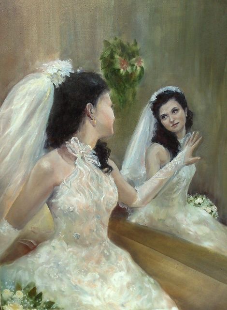 Painting titled "Невеста" by Viktoria Korotaeva, Original Artwork, Oil