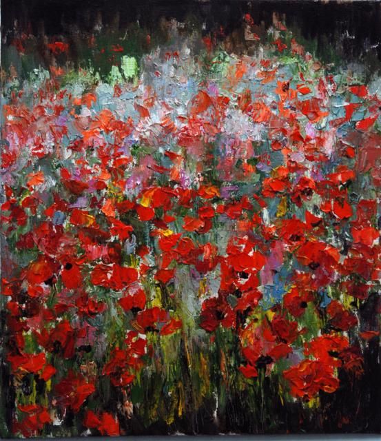 Картина под названием "Маки цветут" - Viktoria Korotaeva, Подлинное произведение искусства, Масло