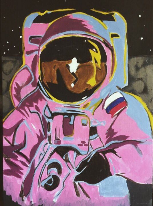 Painting titled "КОСМОНАФТ" by Gerets Viktorya, Original Art, Acrylic