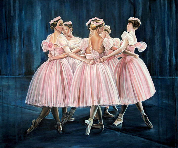 Pintura intitulada "Dancing nymphs" por Viktoryia Lautsevich, Obras de arte originais, Óleo
