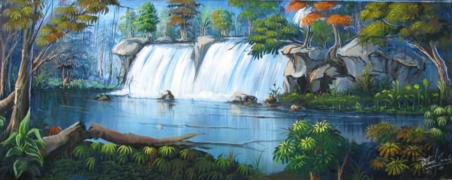 Painting titled "CASCADE" by Vilaire Charlot, Original Artwork, Oil