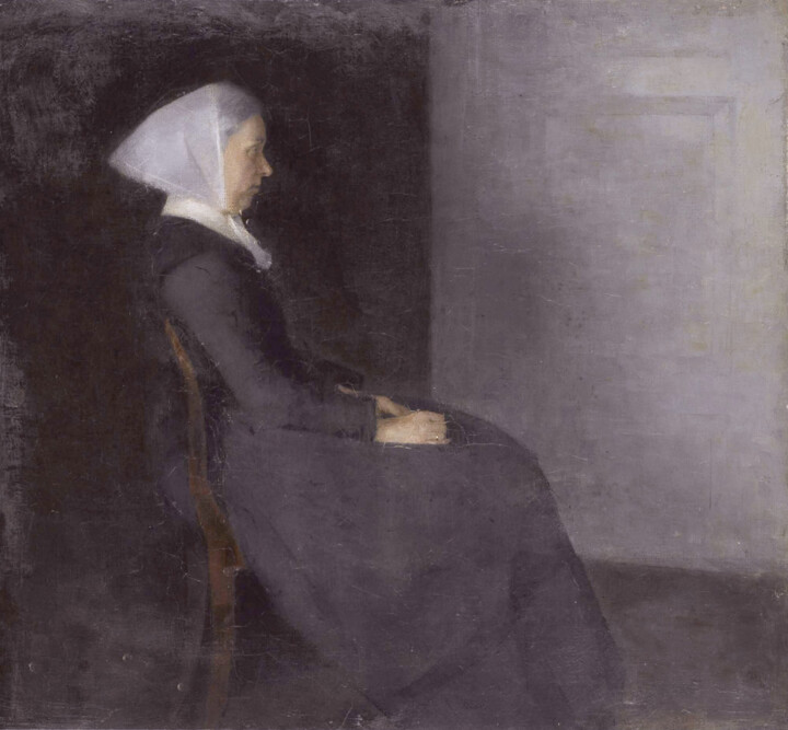 Pittura intitolato "Frederikke Hammersh…" da Vilhelm Hammershøi, Opera d'arte originale, Olio