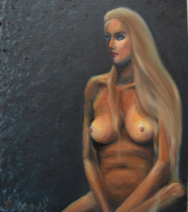 Painting titled "Alien beauty" by Viliana At., Original Artwork, Oil