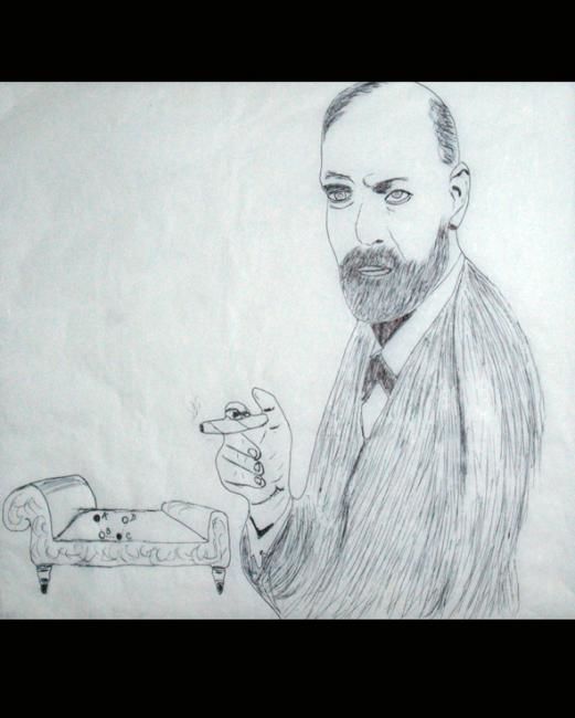 Desenho intitulada "Freud" por Pablo Villaizán, Obras de arte originais