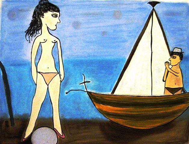 Pintura titulada "Niña en la Orilla" por Pablo Villaizán, Obra de arte original