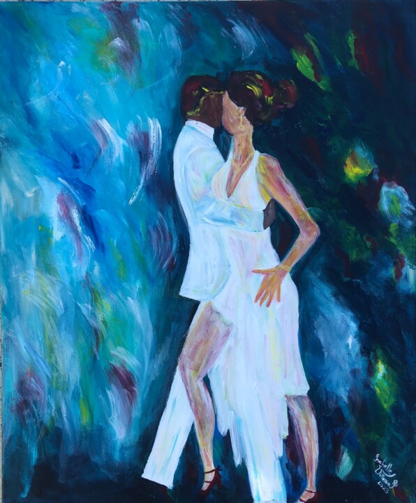 Painting titled "La valse" by Isabelle Villena, Original Artwork, Acrylic