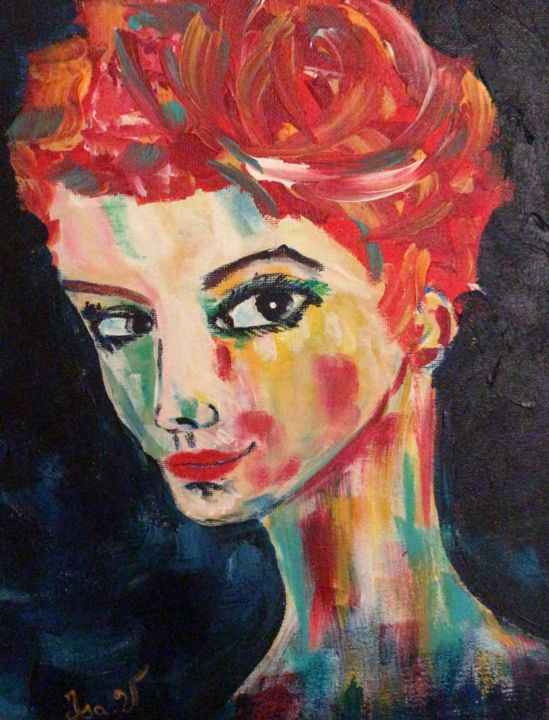 Painting titled "Esmeralda" by Isabelle Villena, Original Artwork, Acrylic