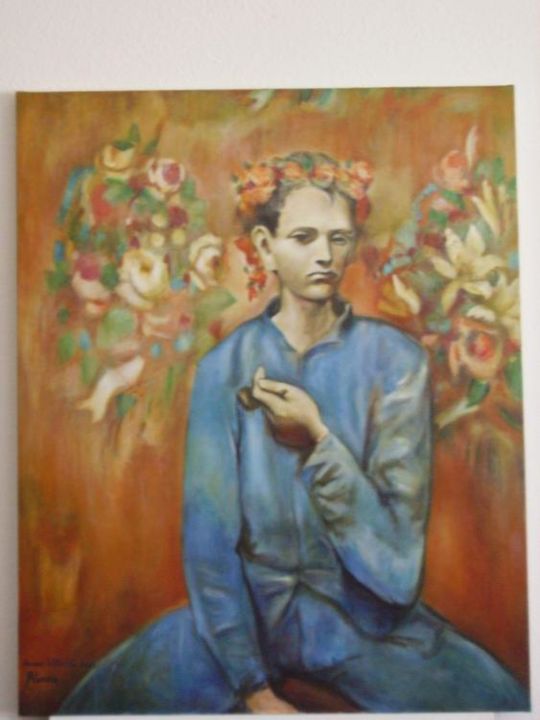 Peinture intitulée "Le garçon à la pipe" par Bruno Villette, Œuvre d'art originale