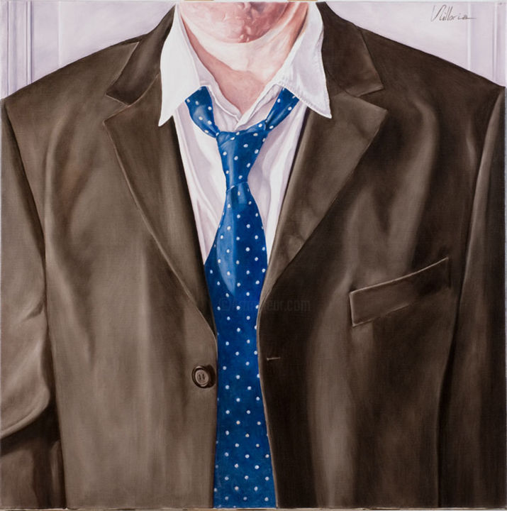 Peinture intitulée "la-cravatte-a-pois.…" par Richard Villoria, Œuvre d'art originale
