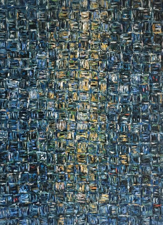 Painting titled "Squares Abstract Mo…" by Vilma Gataveckiene, Original Artwork, Oil