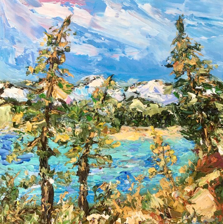 Painting titled "Lake Tahoe Californ…" by Vilma Gataveckiene, Original Artwork, Oil
