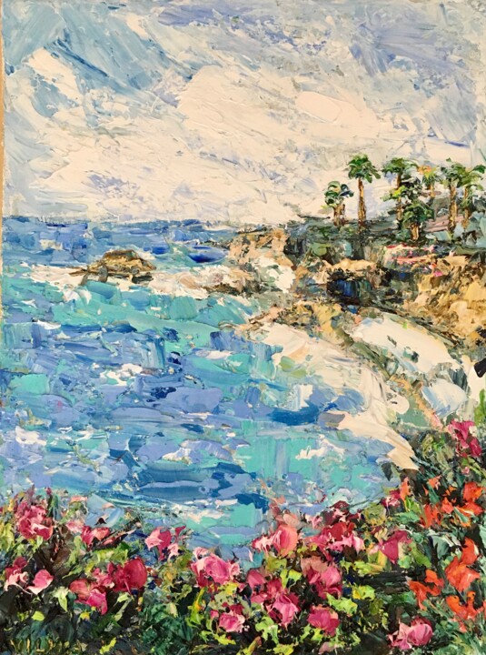 Painting titled "Laguna Beach Califo…" by Vilma Gataveckiene, Original Artwork, Oil