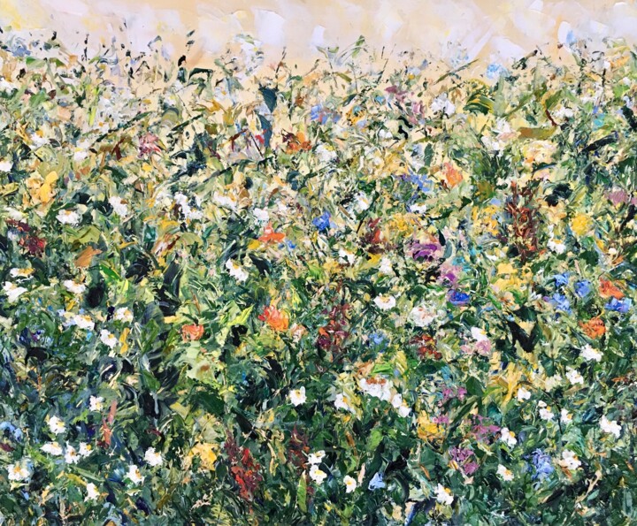 Painting titled "Wildflowers Meadow…" by Vilma Gataveckiene, Original Artwork, Oil