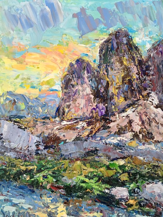 Peinture intitulée "Dolomites Mountains…" par Vilma Gataveckiene, Œuvre d'art originale, Huile