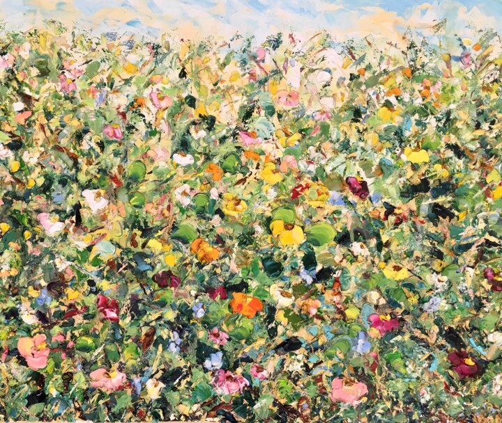 Pintura titulada "Summer flowers in t…" por Vilma Gataveckiene, Obra de arte original, Oleo