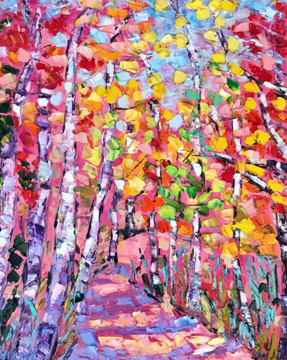 제목이 "Trees Path Impasto…"인 미술작품 Vilma Gataveckiene로, 원작, 기름