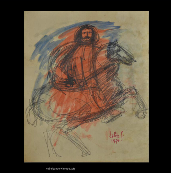 Pittura intitolato "Cabalgando" da Vilmos Szöts, Opera d'arte originale, Acquarello