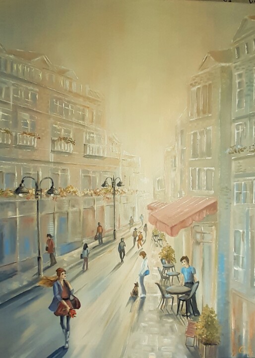 Painting titled "Sunny day" by Galina Shumilova, Original Artwork, Oil Mounted on Wood Stretcher frame