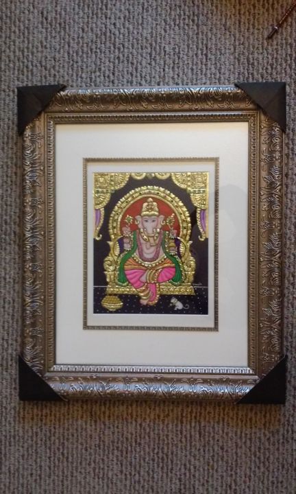 Painting titled "framed-singhasan-ga…" by Vimala V, Original Artwork