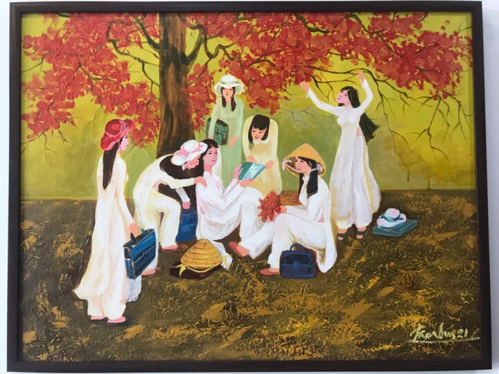 Картина под названием "Vietnamese ladies" - Vinart Gallery, Подлинное произведение искусства, Масло